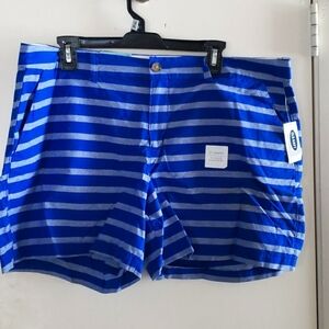 Old Navy Blue Striped 100% Cotton Shorts Size 16